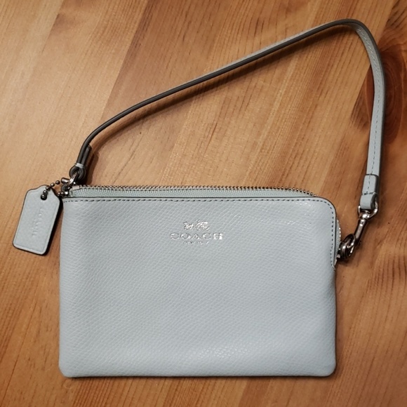 Coach Handbags - Coach Wristlet mint green pebbled 6 x 4 inches